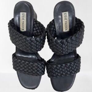 Size 9 Steve Madden Black Woven Slide Sandals